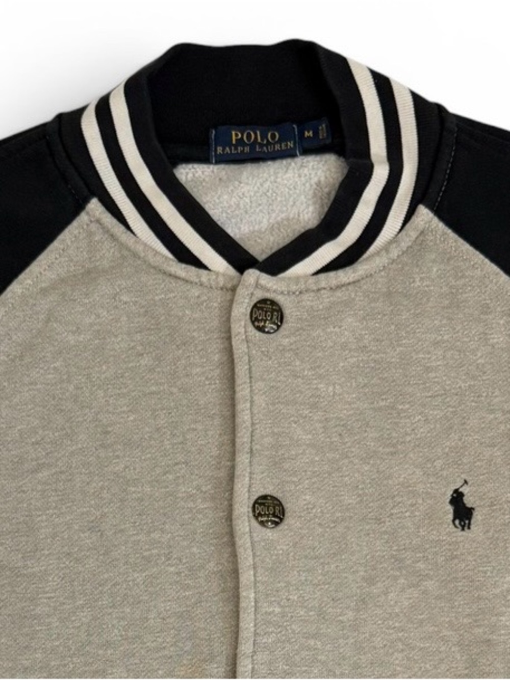 Polo Ralph Lauren Gray Black Bomber Jacket Men’s Medium - Picture 9 of 14
